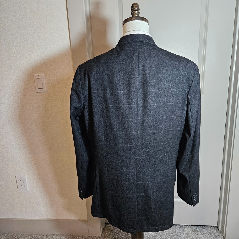 Gap Blazer Sport Coat Jacket Men 44R 98% Wool Gray Plaid - Picture 4 of 16